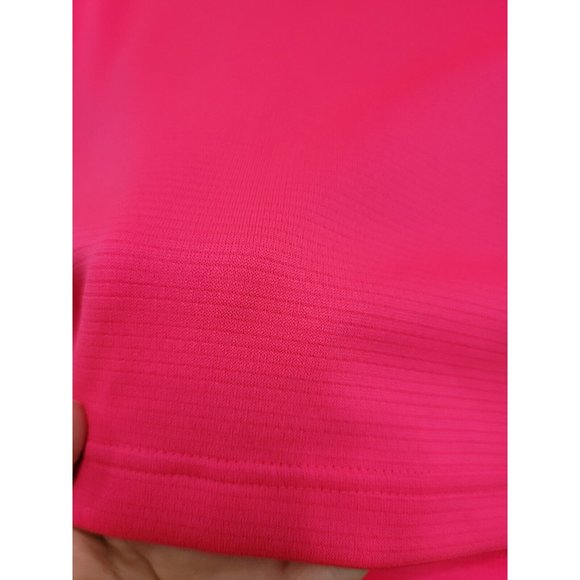 Under Armour Mens Pullover Knit Short Sleeve Hot Pink Polo Logo Shirt Large - Picture 2 of 8